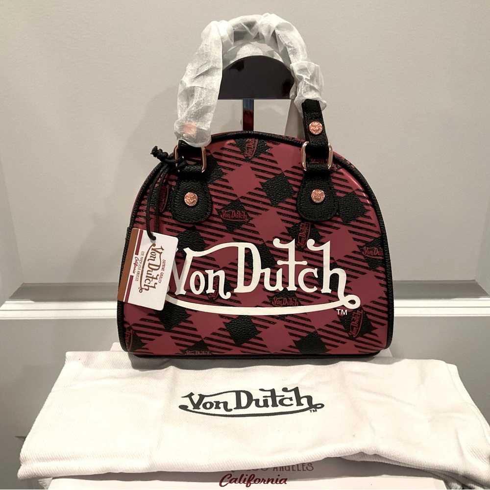 Von Dutch Black & Red Plaid Mini Bag